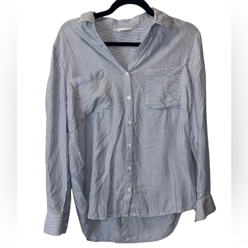 beachlunchlounge Striped Long Sleeve Button Down Shirt Size Small